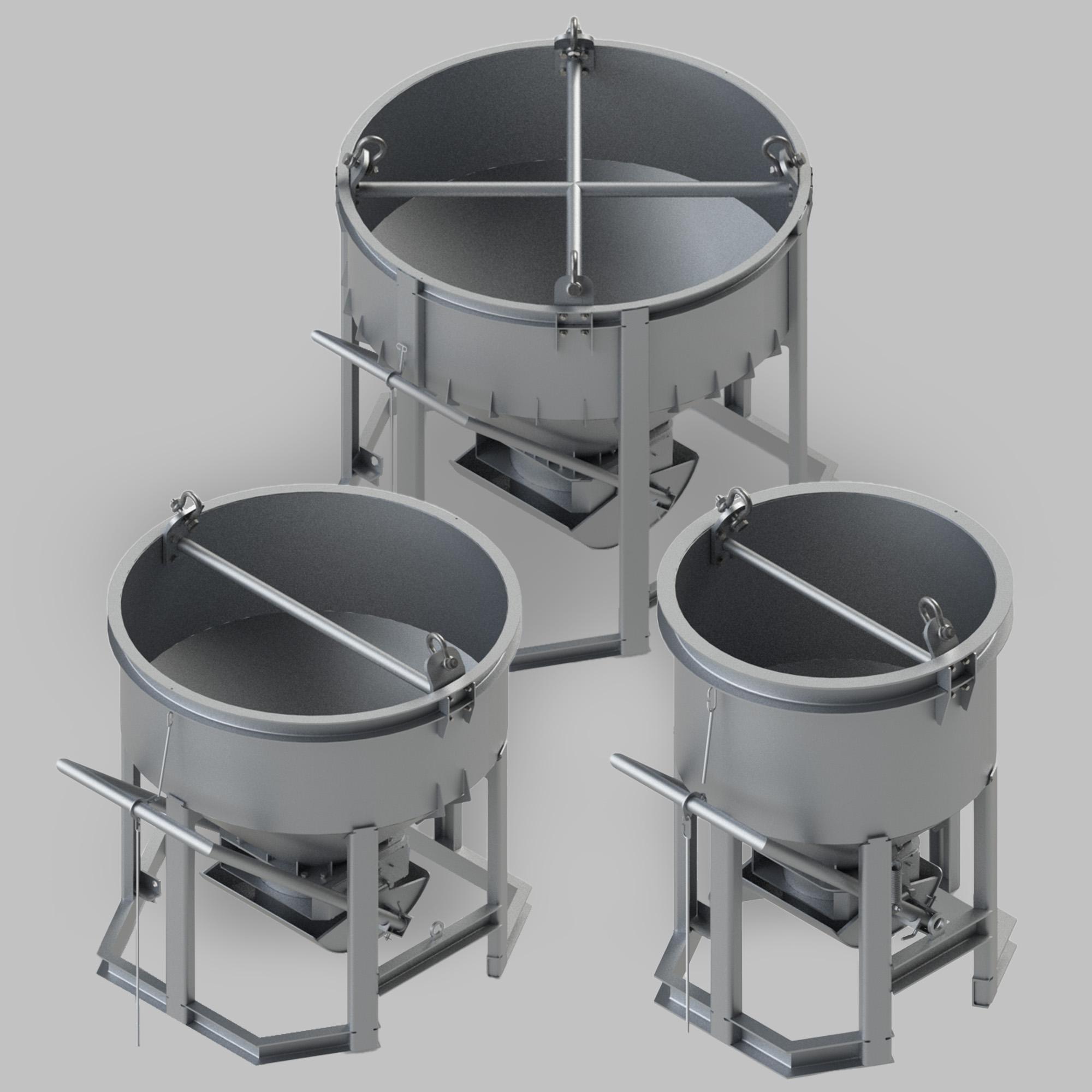3 sizes of concrete Buckets: large, medium, small