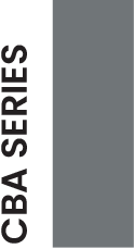 Grey rectangular icon with aluminum concrete bucket system CBA Series collection name