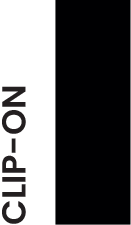 Rectangular black icon with Clip-on words written