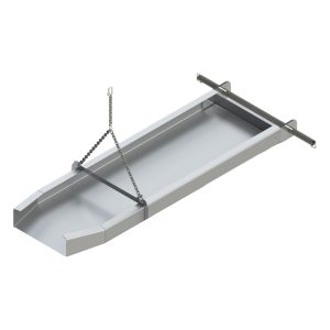 Aluminum tray hanging from a chain
