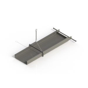 Metal tray hanging from a chain