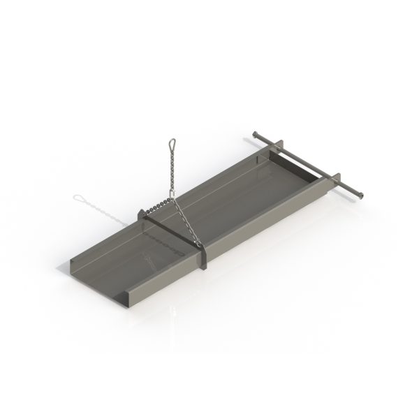 Metal tray hanging from a chain