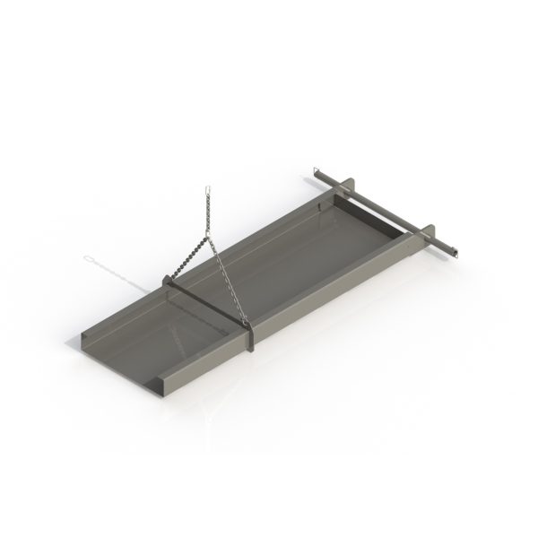 Metal tray hanging from a chain