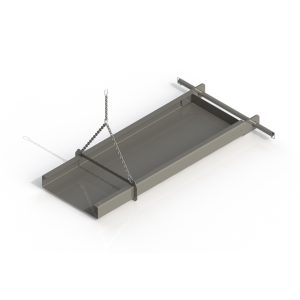Metal tray hanging from a chain